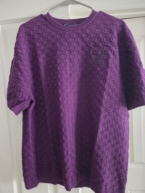 Men's Inspired Purple Textured Short-Sleeve Shirt